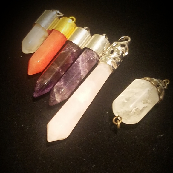NEW! Lot of Six (6) Quartz & Various Crystals Pendulum Pendants! - Picture 3 of 16